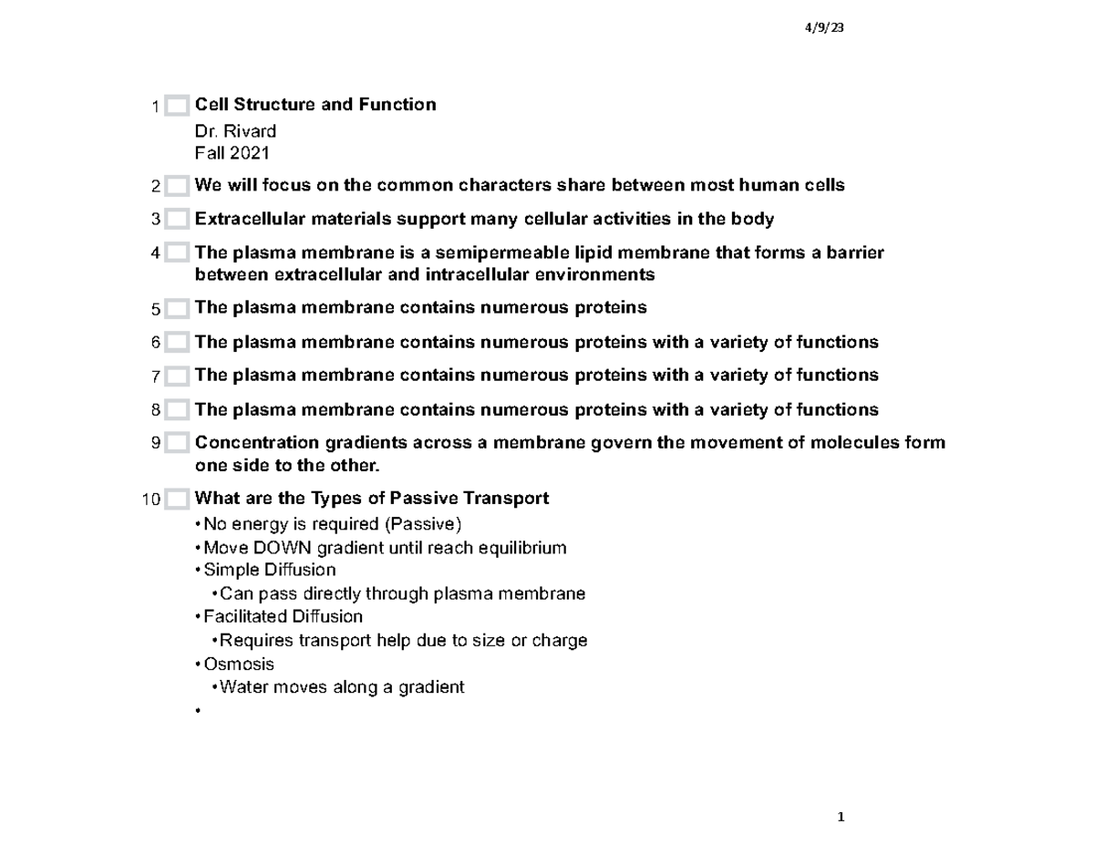 3. Cell Structure and Funtion - 4/9/ Cell Structure and Function Dr ...