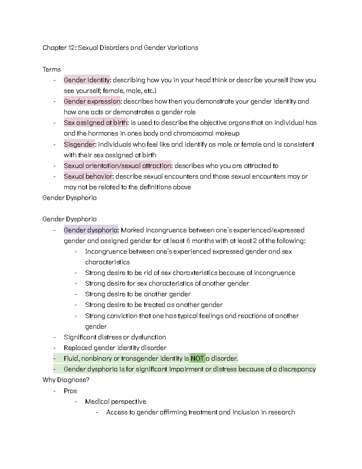 PSYC 3401 Chapter 12 - Mara - Chapter 12: Sexual Disorders and Gender ...