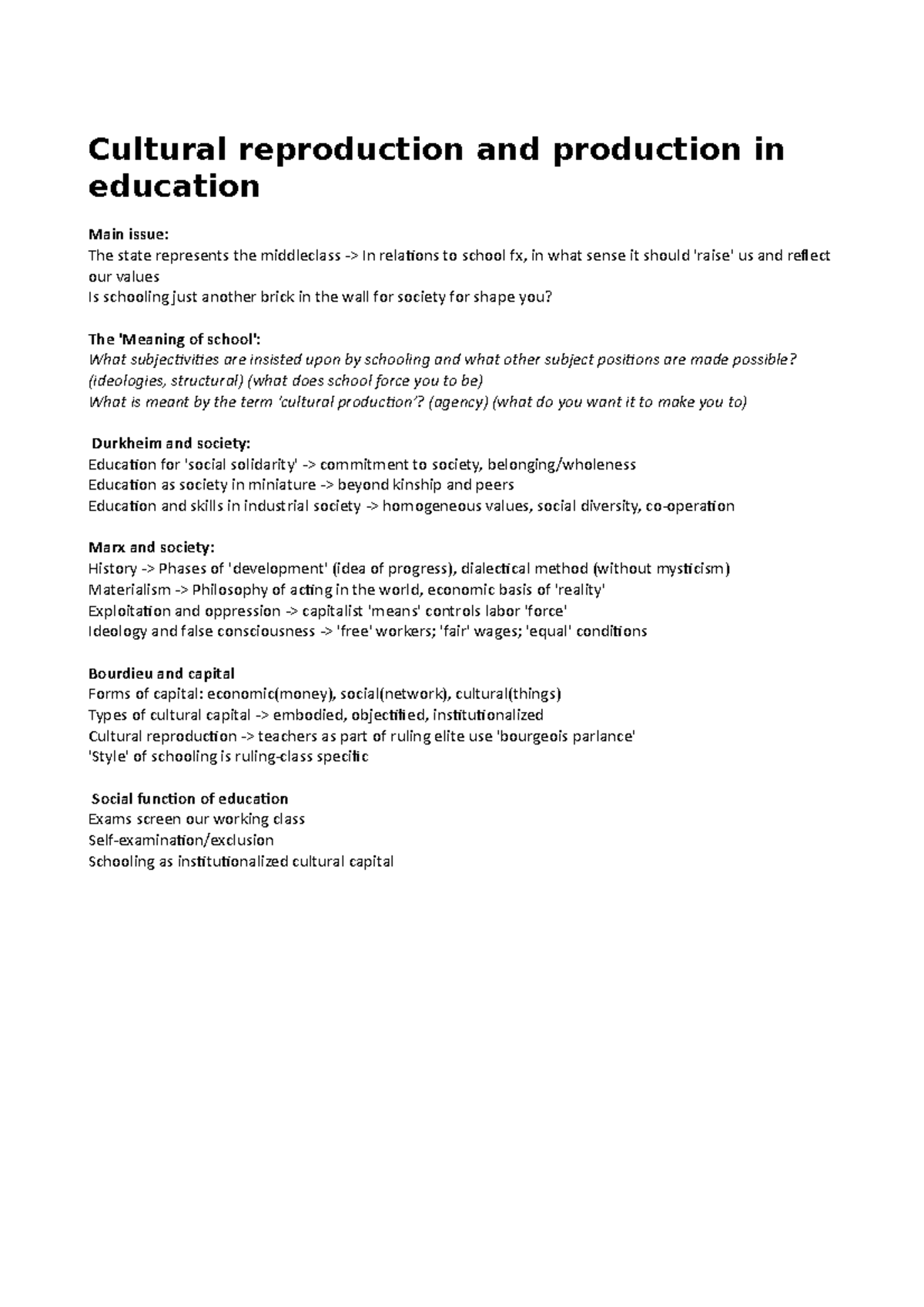 Cultural reproduction and production in education done Cultural