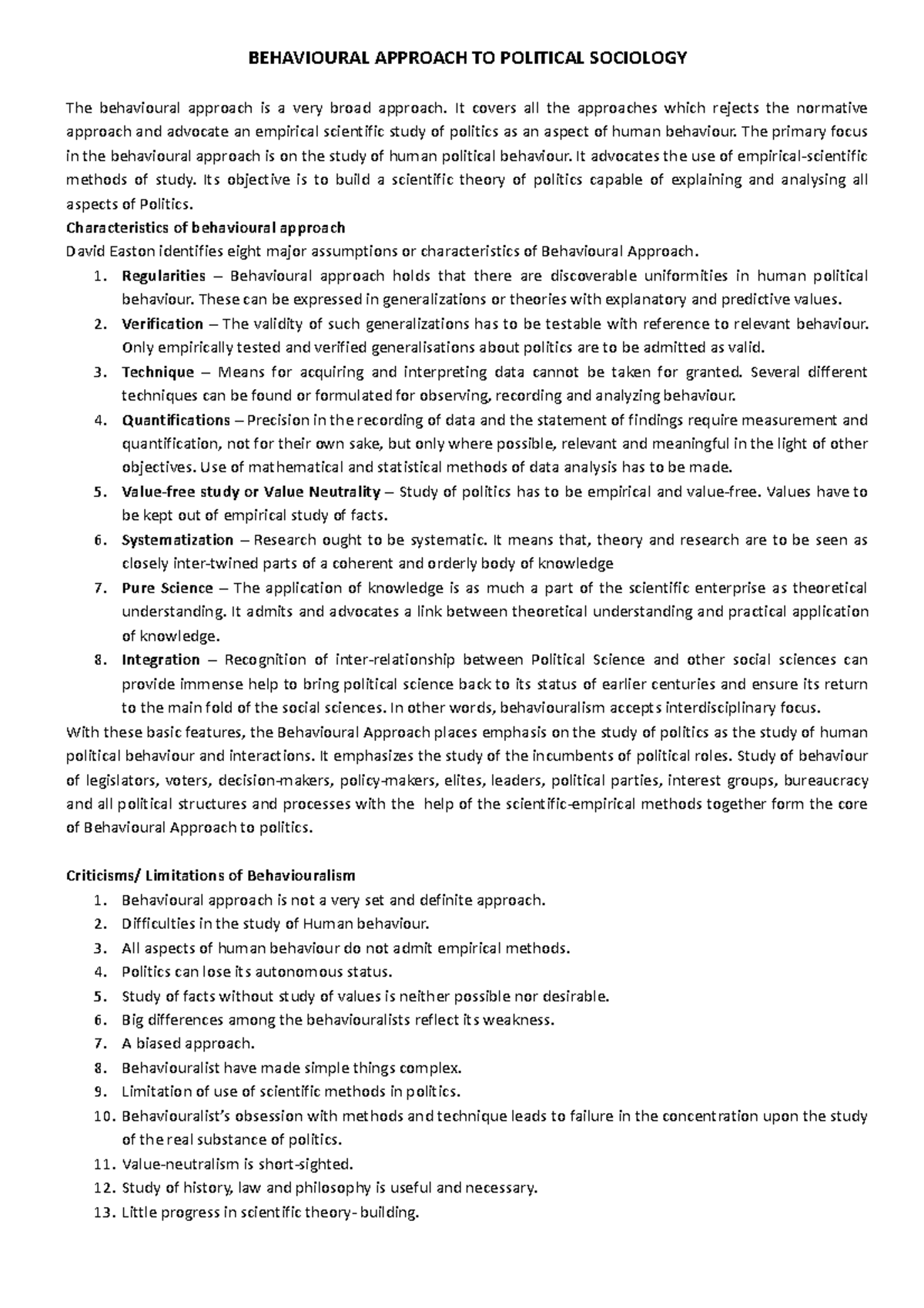 Pages 150 behavioural approach to political sociology - BEHAVIOURAL ...