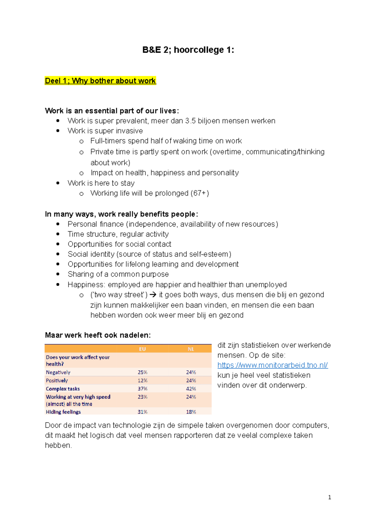 B&E 2 Hoorcollege 1 - B&E 2; Hoorcollege 1: Deel 1; Why Bother About ...