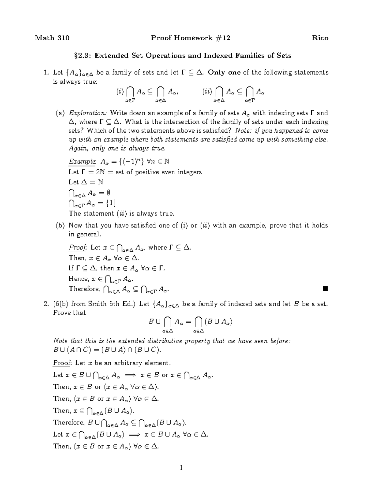 Proof Homework 12 - Only one of the following statements is always true ...