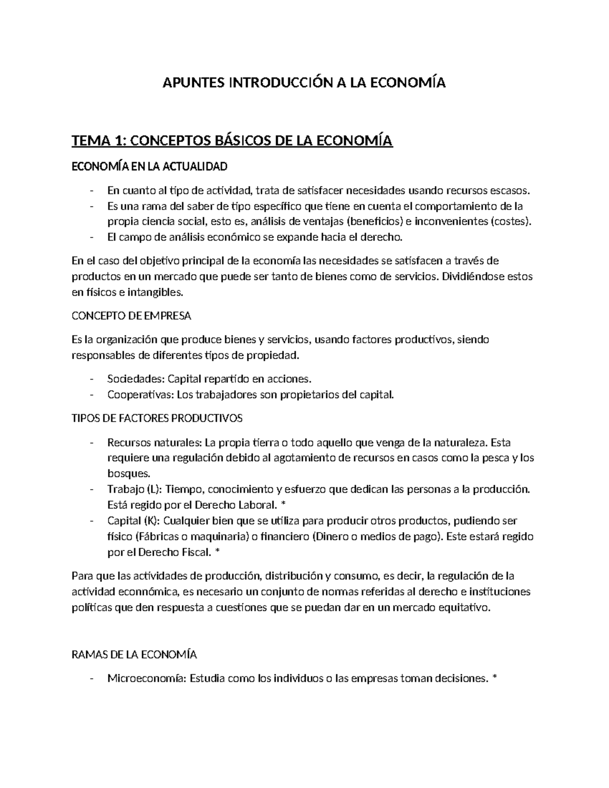 Apuntes Introducción A LA Economía - APUNTES INTRODUCCIÓN A LA ECONOMÍA ...