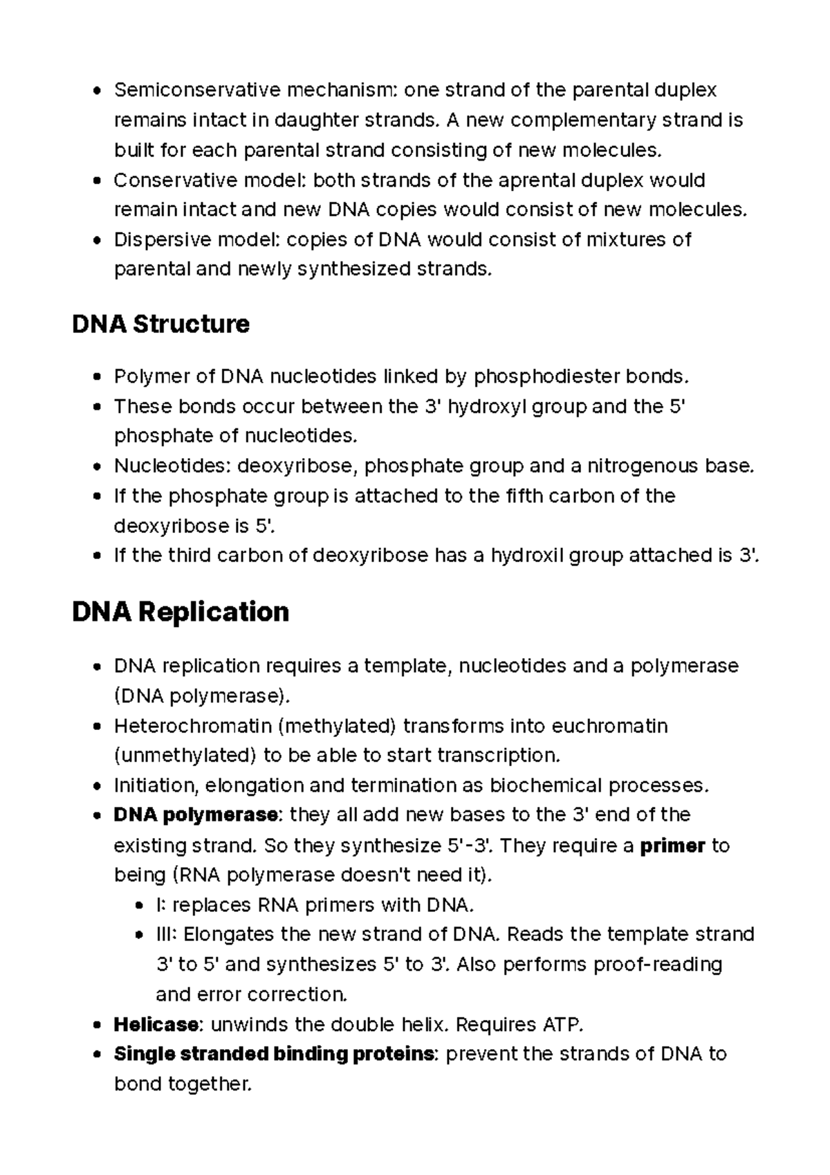 DNA Replication - BIOL 1081 - Semiconservative mechanism: one strand of ...