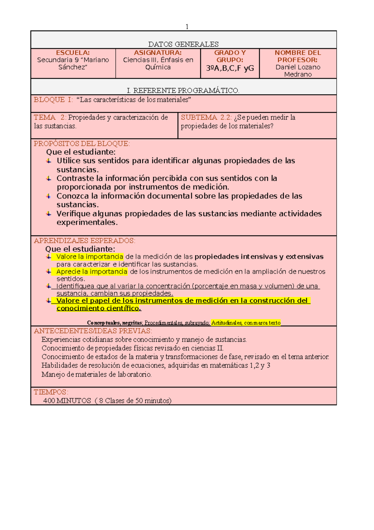 C3,BI - quimica secundaria - DATOS GENERALES ESCUELA: Secundaria 9 ...
