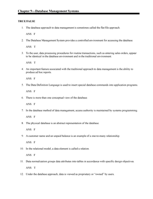 Pdfcoffee - Hall 5e Ch09 Ais - Chapter 9—Database Management Systems ...