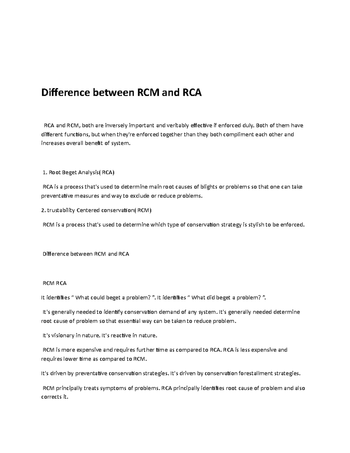 Difference between RCM and RCA - Both of them have different functions ...