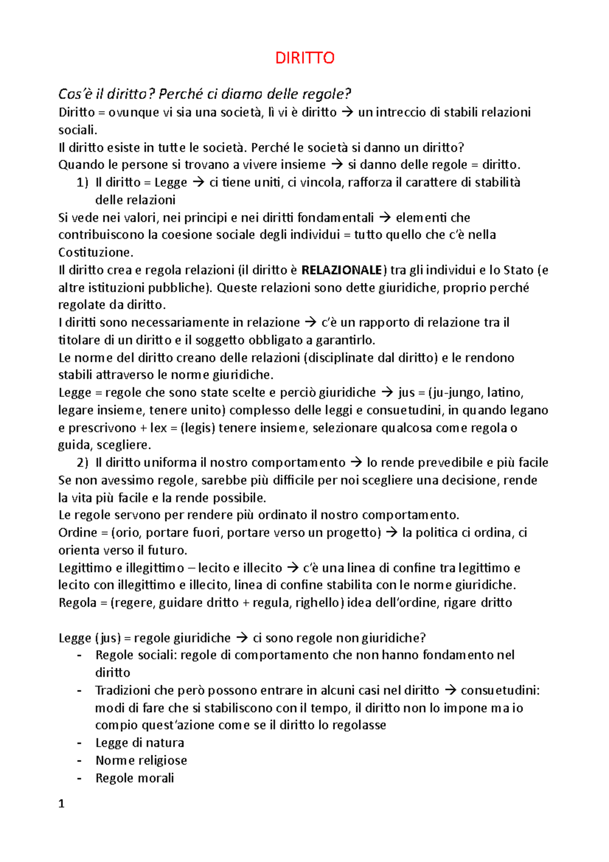 Schemi Diritto Secondo Semstre - DIRITTO Cos’è Il Diritto? Perché Ci ...