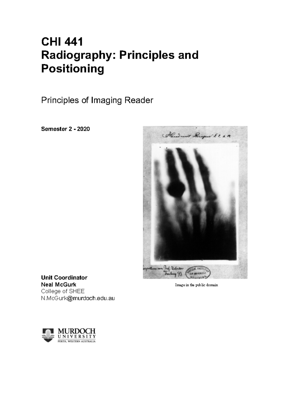 CHI441 Radiographic principles notes 2020 CHI 44 1 Radiography