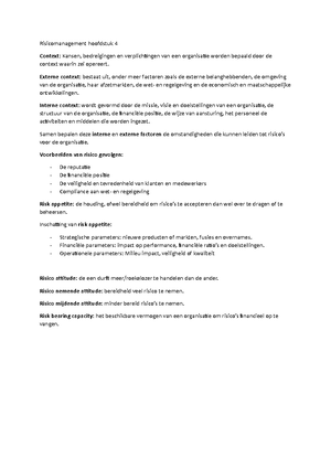 Aantekeningen - Inleiding Risicomanagement De Opzet Van Het Vak Wat Is ...