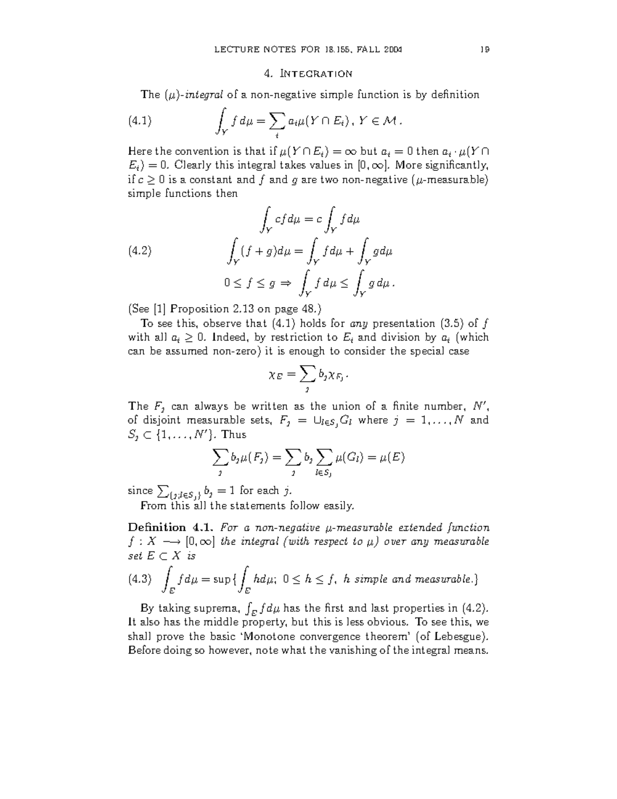Integration Lecture Notes 1 3 Lecture Notes For 18 Fall 2004 Studocu