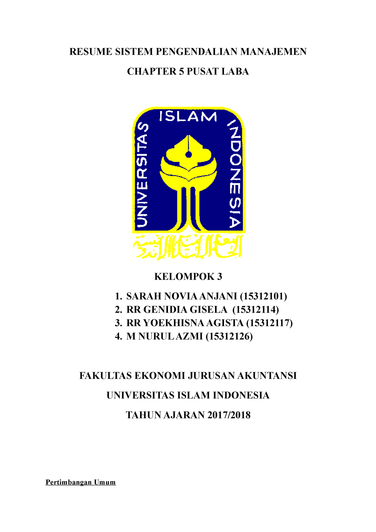 Sistem Pengendalian Manajemen - Bab 5 - RESUME SISTEM PENGENDALIAN ...