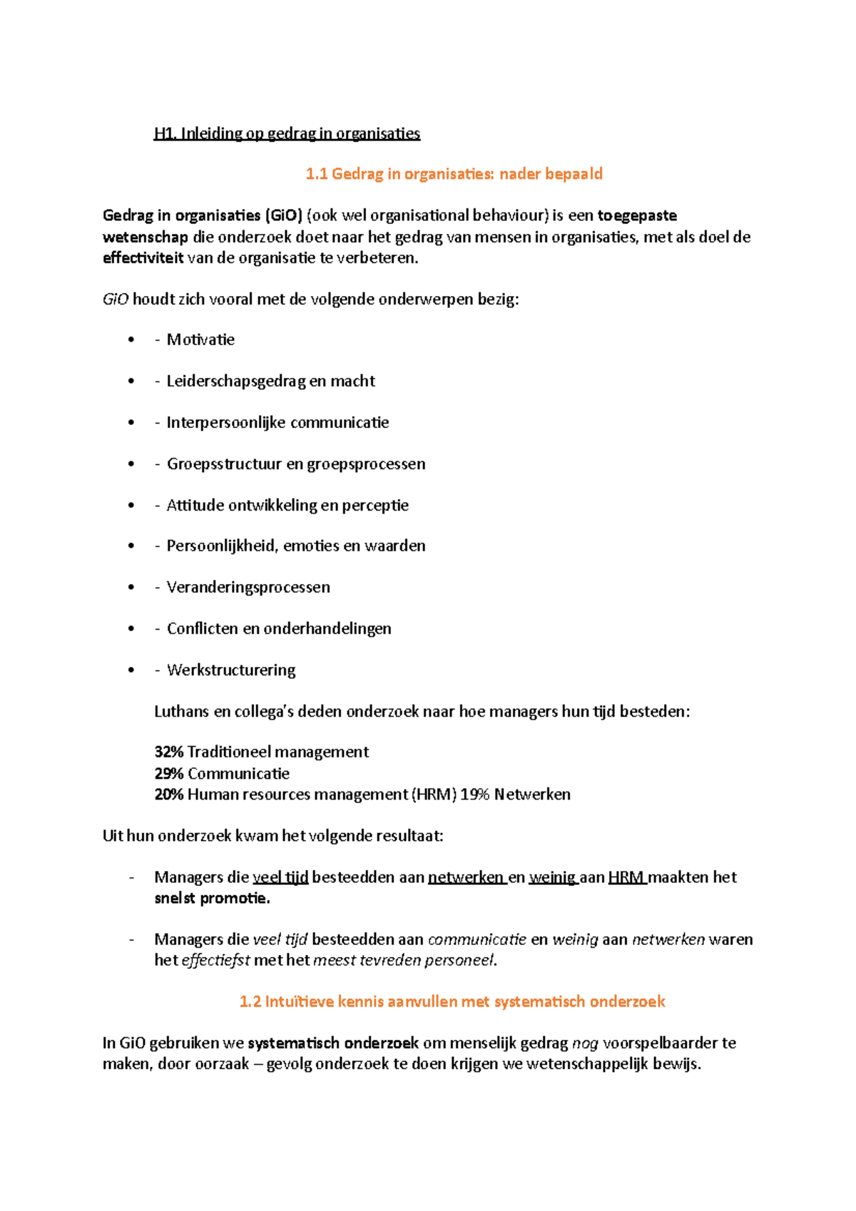 Samenvatting Organisatiepsychologie - H1. Inleiding Op Gedrag In ...