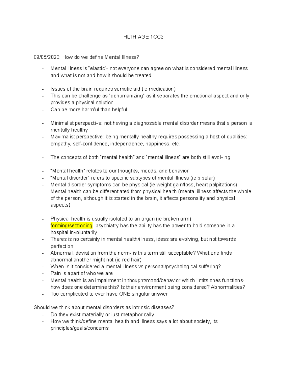 HLTH AGE 1CC3 - lecture notes - HLTH AGE 1CC 09/05/2023: How do we ...