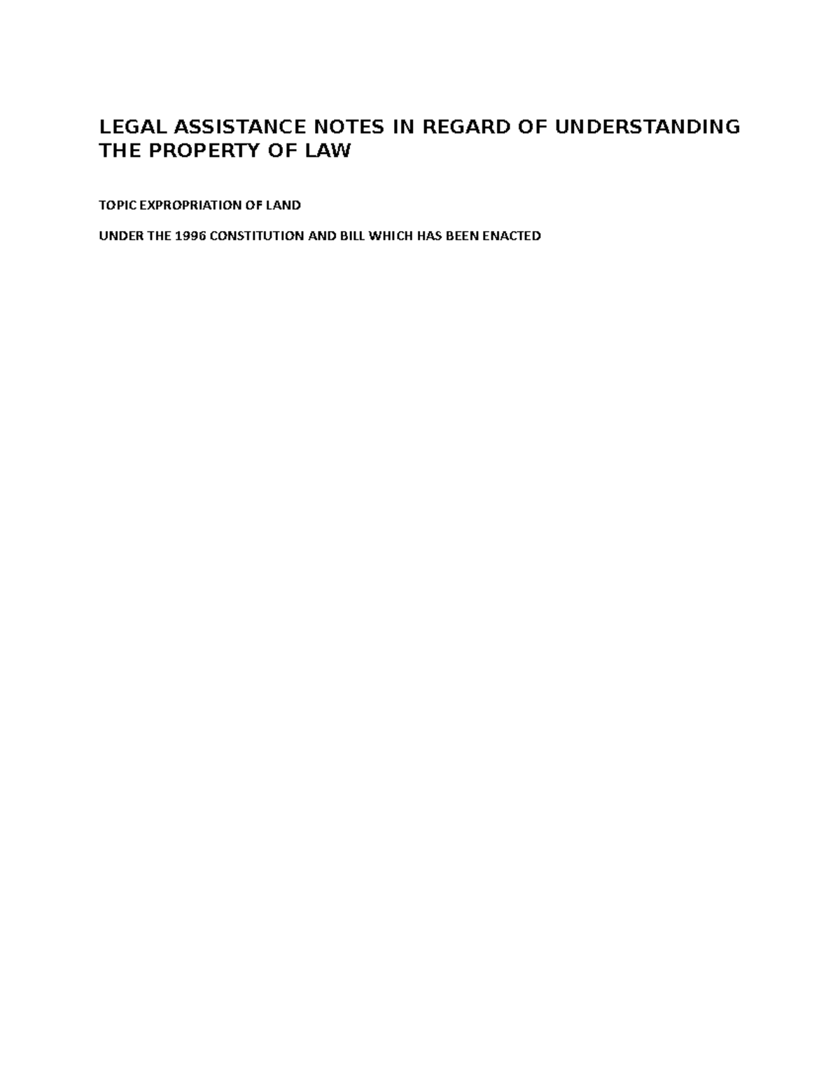 Legal Practice FOR Paralegals 30AT - LEGAL ASSISTANCE NOTES IN REGARD ...