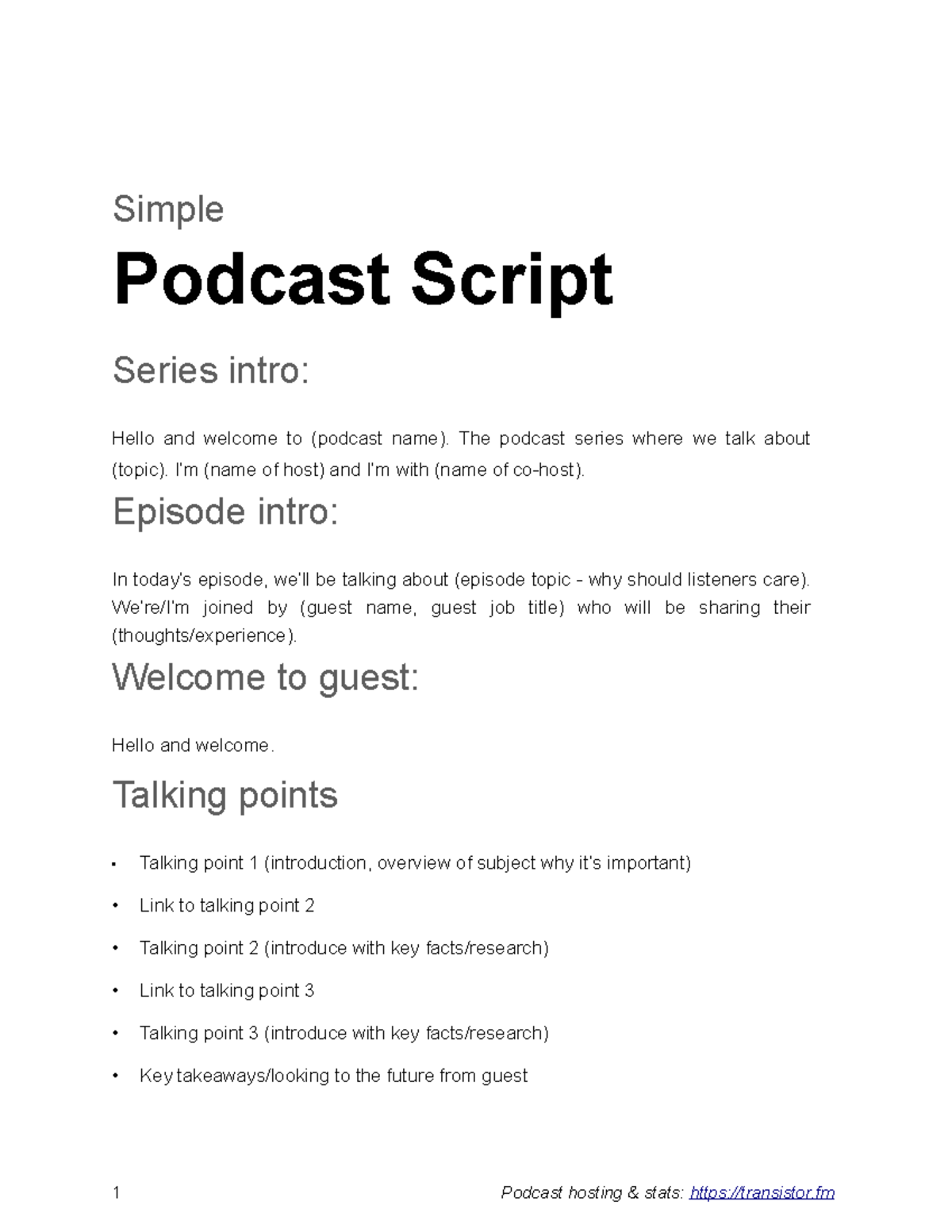 SHV-podcast-script - Simple Podcast Script Series intro: Hello and ...