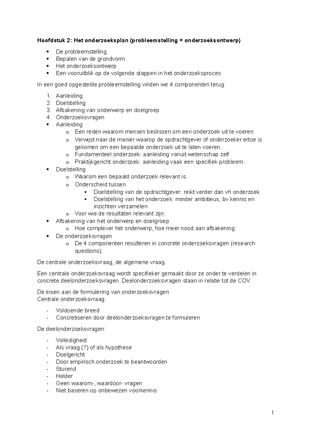 Hoofdstuk 2 Onderzoeksvaardigheden - Hoofdstuk 2: Het Onderzoeksplan ...