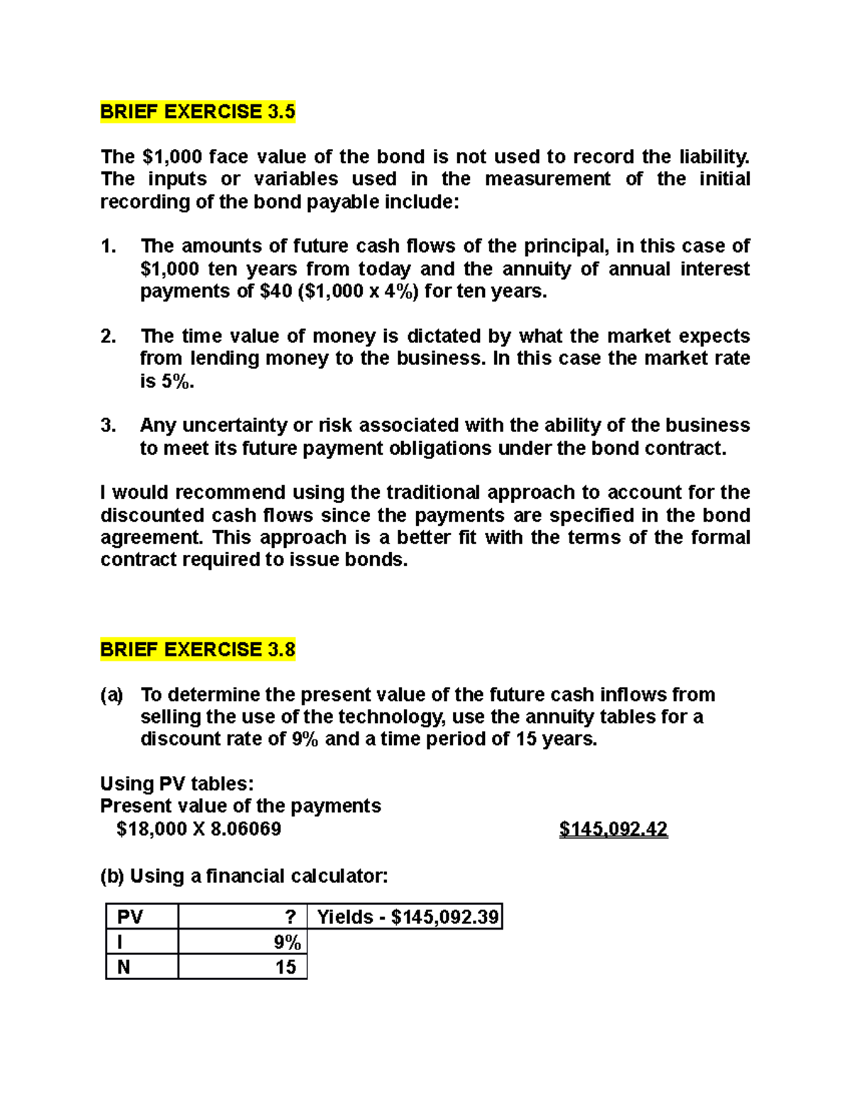 Wiley 12th Ch 3 homework solutions - BRIEF EXERCISE 3. The $1,000 face ...