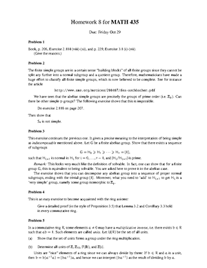 Seminar assignments - Homework 7 - Homework 7 for MATH 435 Due: Friday ...