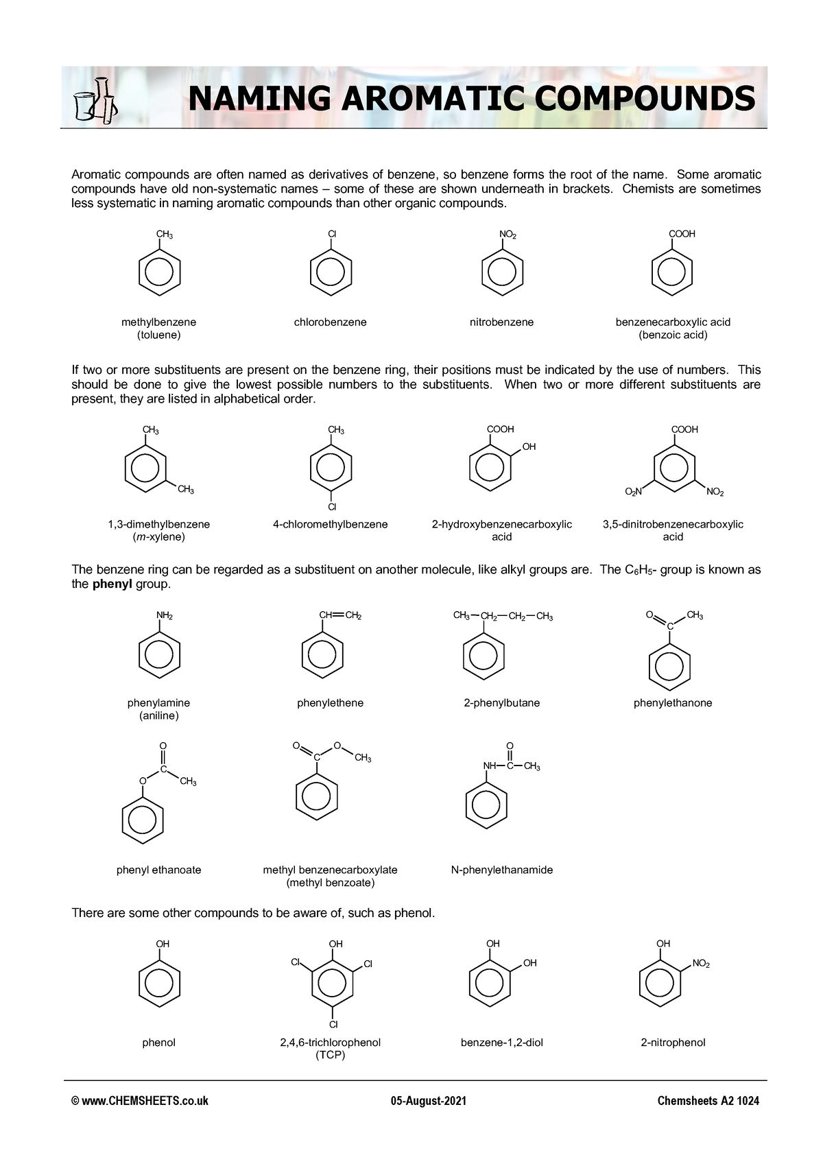 Naming Aromatic Hydrocarbons Worksheet With Answers