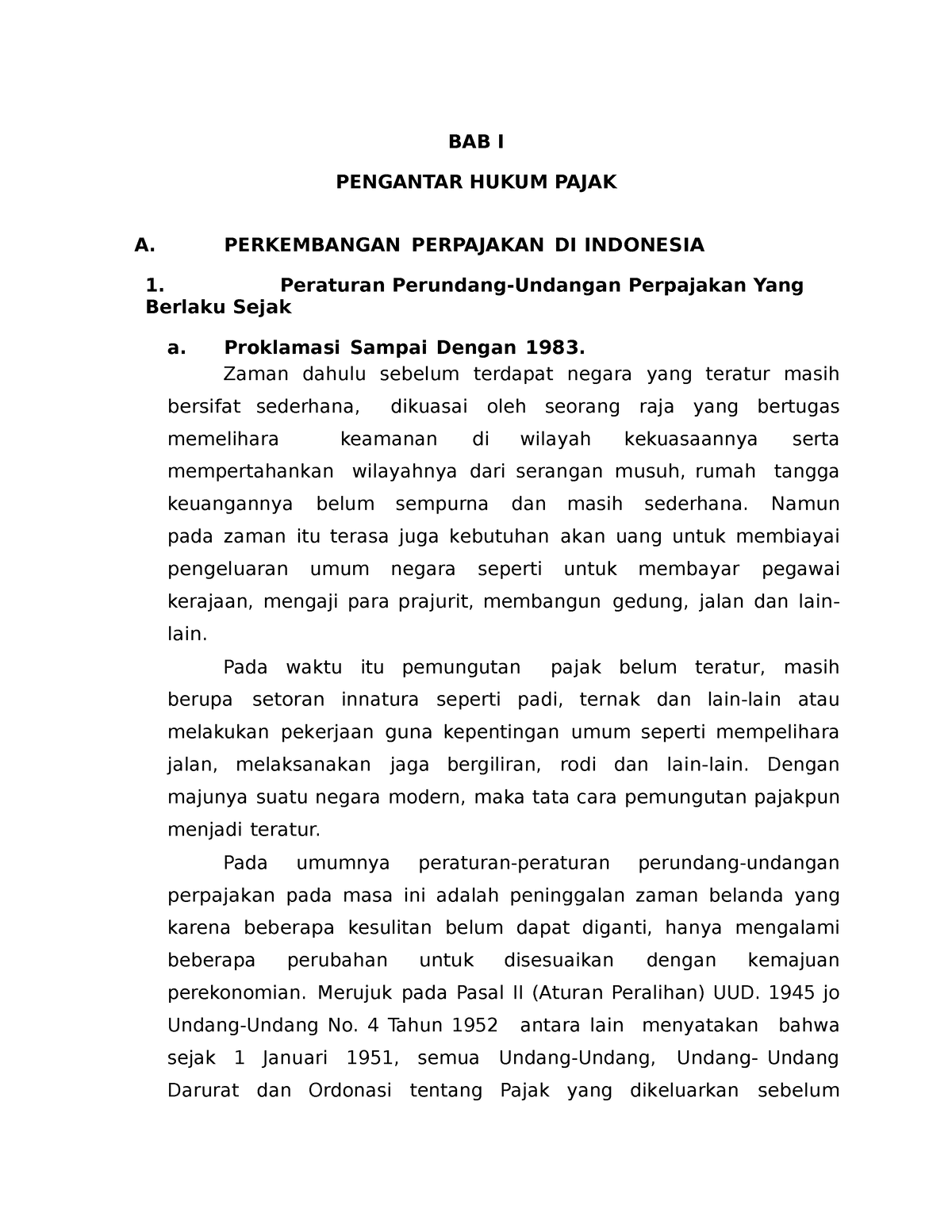 Pengantar Hukum Pajak - BAB I PENGANTAR HUKUM PAJAK A. PERKEMBANGAN ...