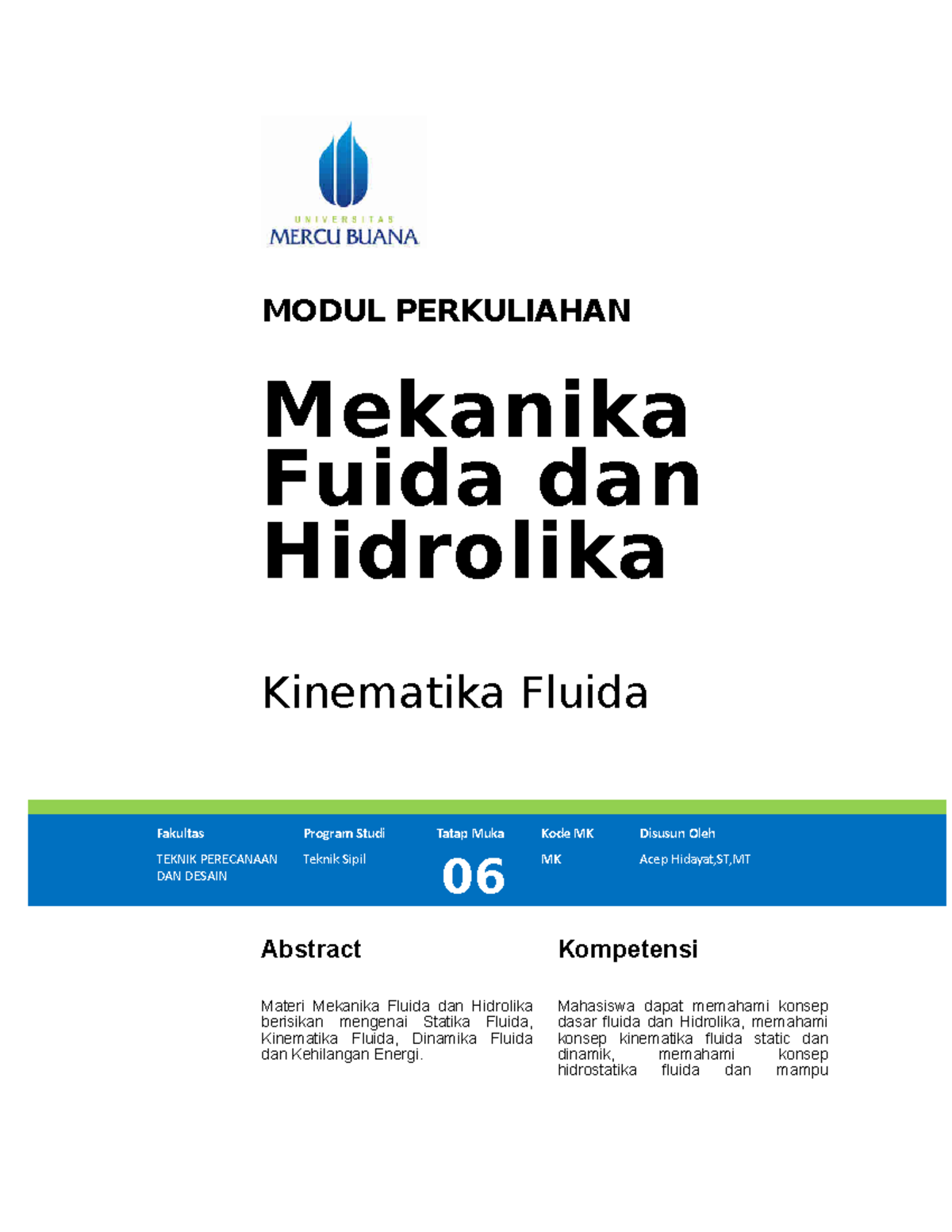 Modul Mekanika Fluida Dan Hidrolika [TM6] - MODUL PERKULIAHAN Mekanika ...