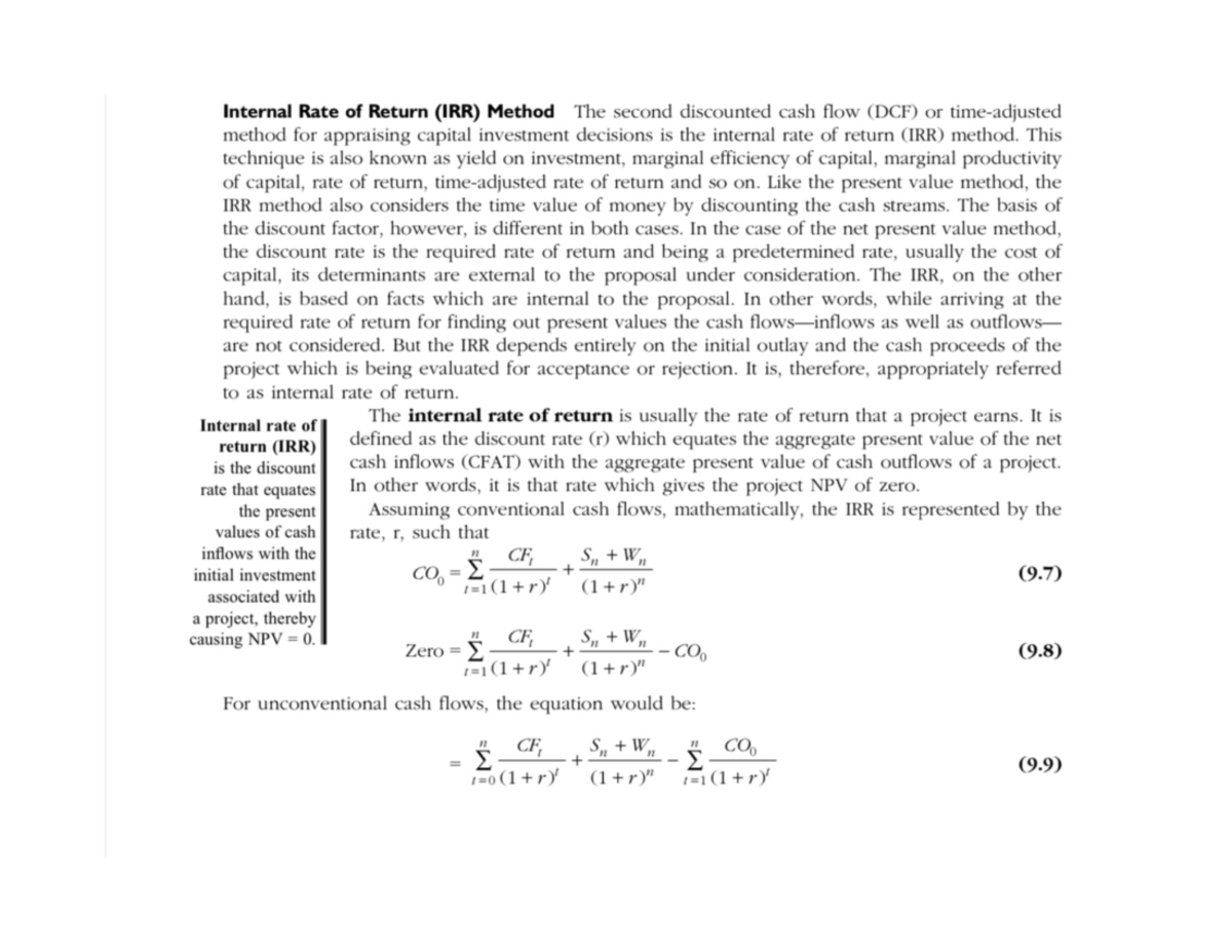 Internal Rate of Return (IRR) Method - Financial Management - Studocu