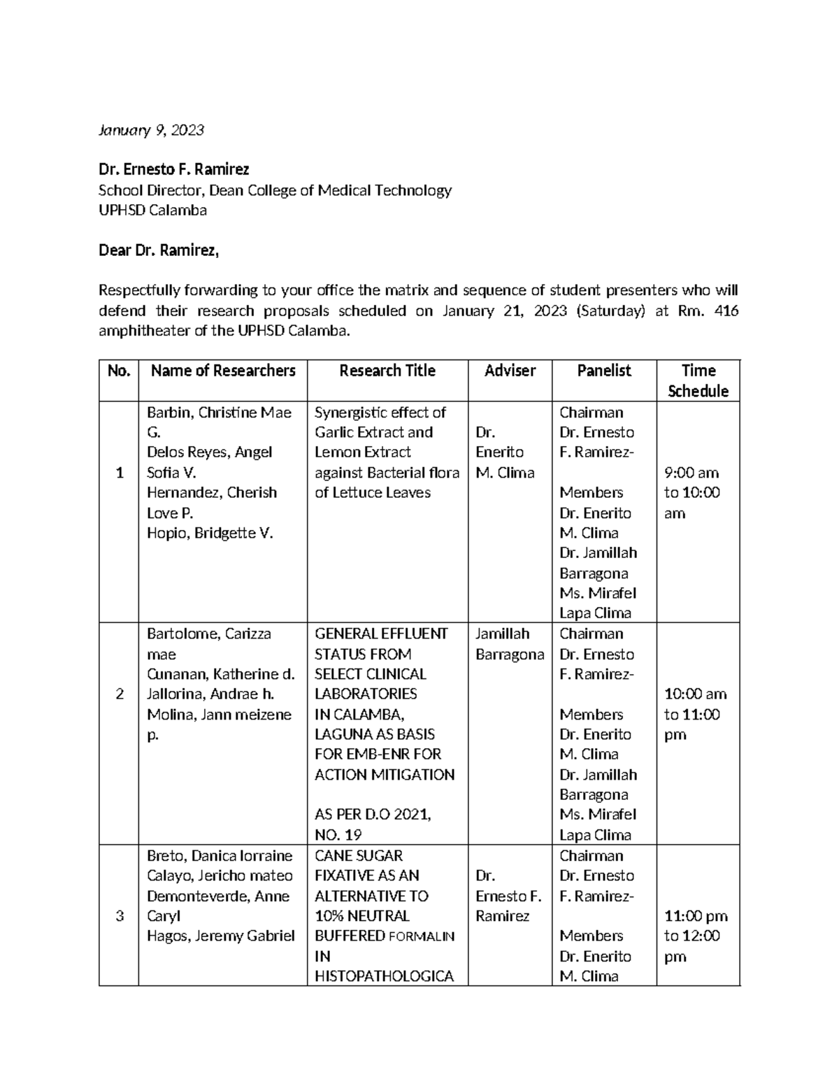 Proposal-Matrix - proposal for defense - January 9, 2023 Dr. Ernesto F ...