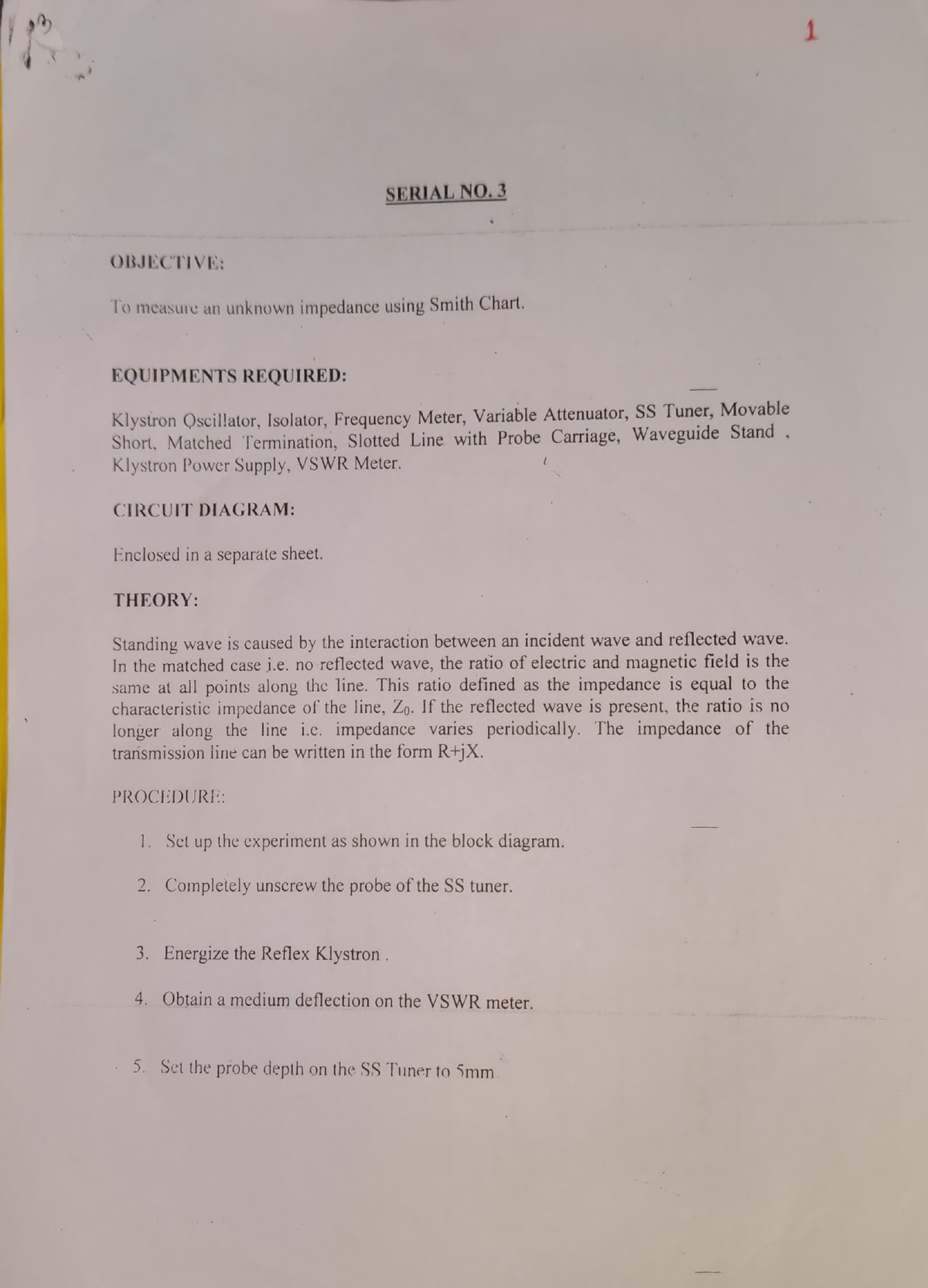 5 - .... - SERIAL NO. 3 OBJECTIVE: To Measure An Unknown Impedance ...