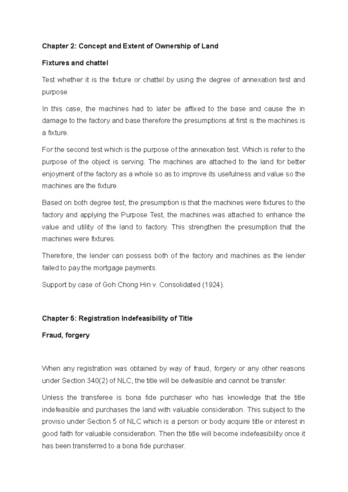 Fixtures and chattel Chapter 2 Concept and Extent of Ownership of