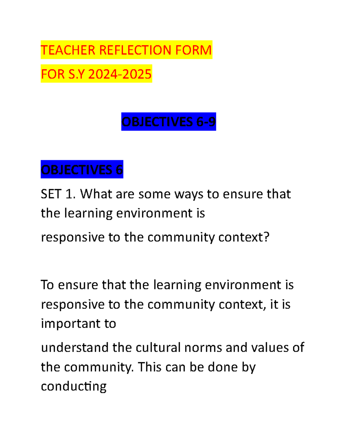 .trashed-1716986548- Teacher Reflection FORM (NEW SET) - TEACHER ...