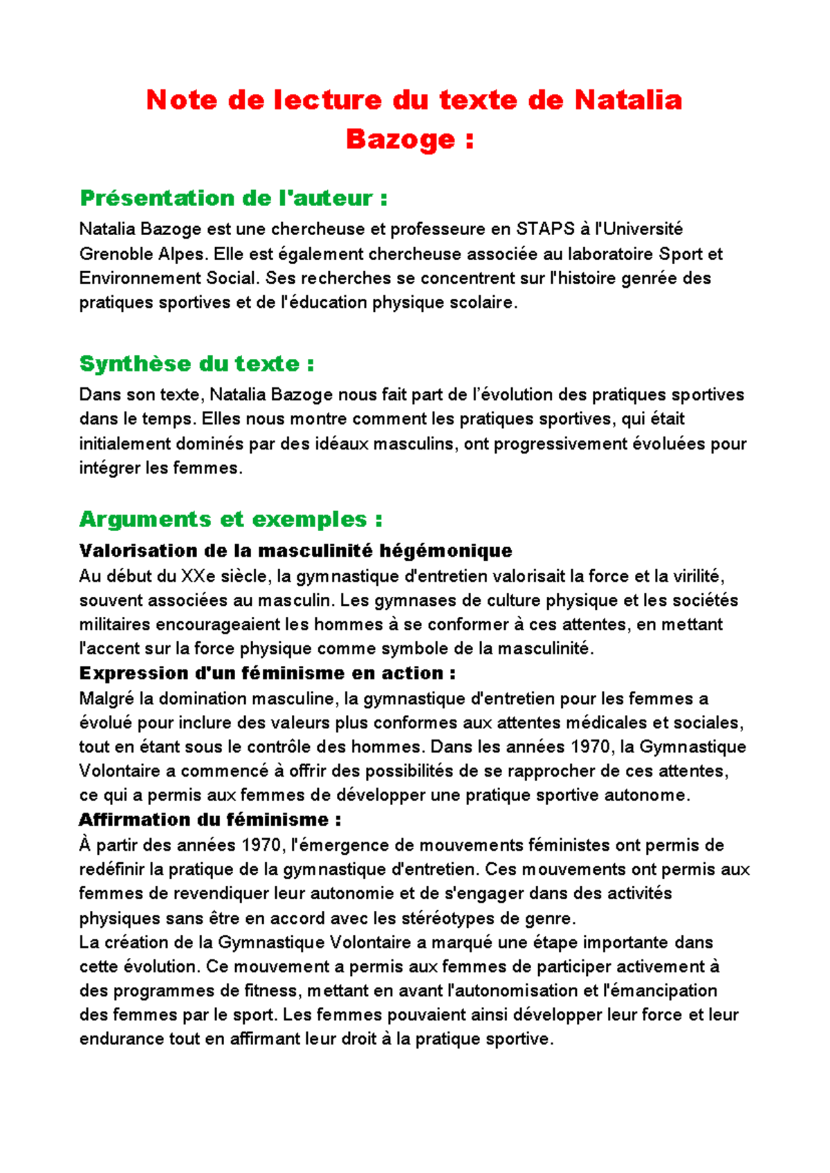 Note de lecture Bazoge - Note de lecture du texte de Natalia Bazoge ...