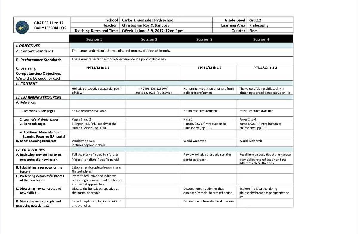 Pdf-philosophy-dll-week-1 Compress - GRADES GRADES 11 11 To To 1212 ...