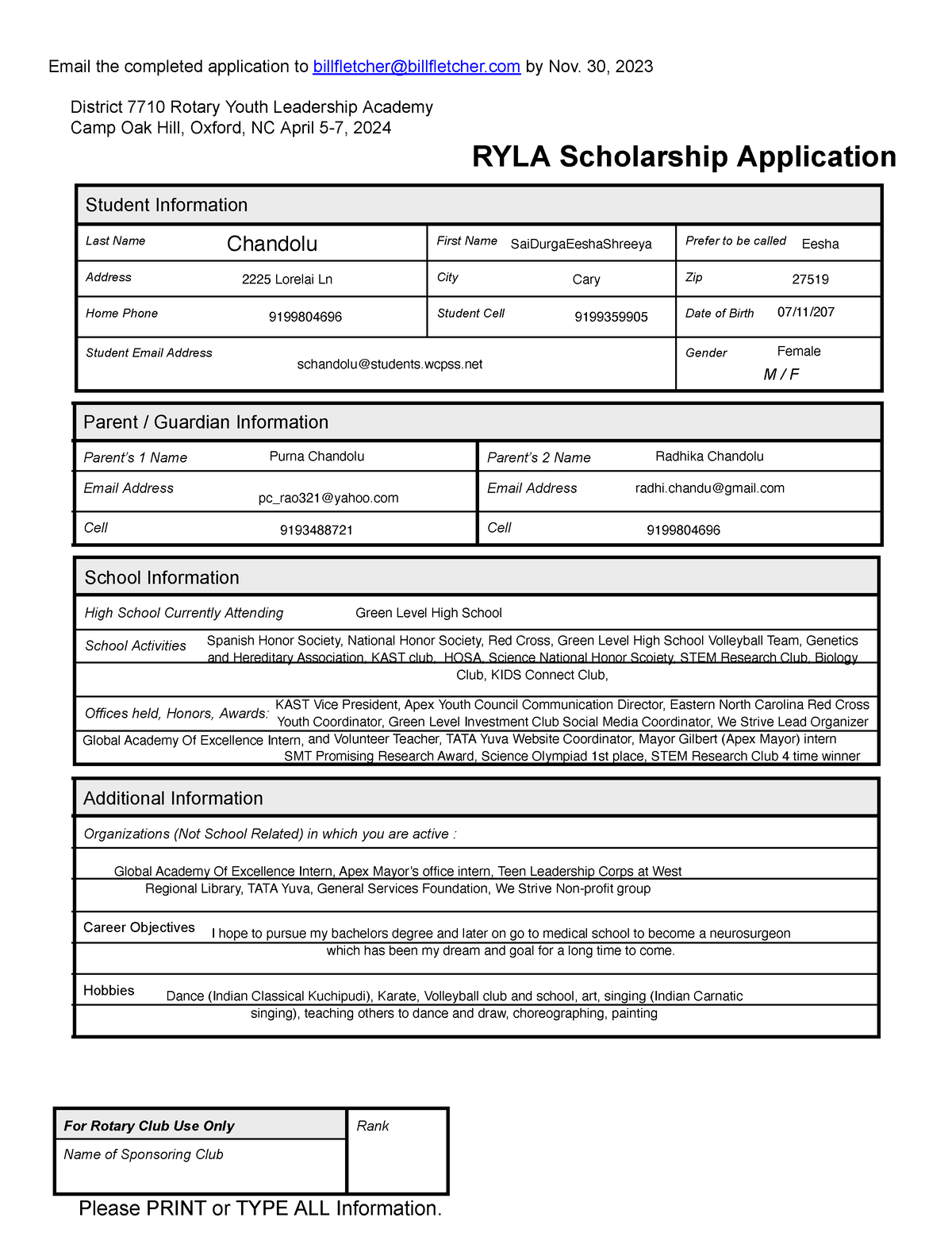 2024 RYLA Application It is helpful to look at Email the completed
