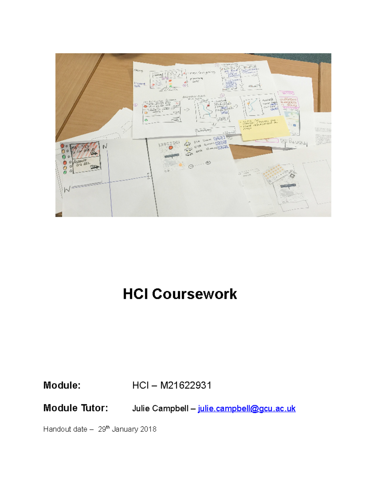 Human Computer Interaction Coursework - Module: HCI – M Module Tutor ...