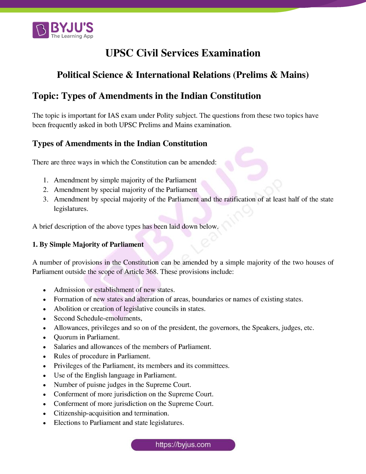 Types Of Amendments In Indian Constitution Indian Polity Notes - UPSC ...