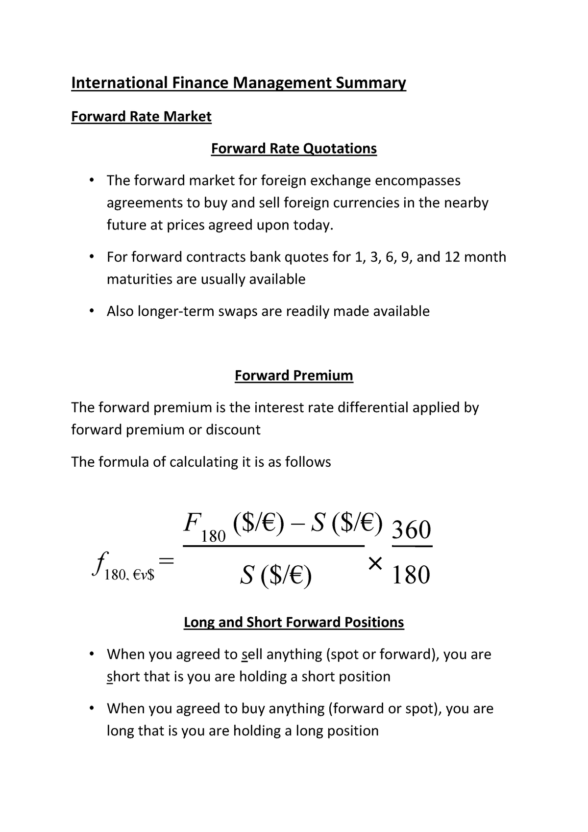 international-finance-summary-forward-rates-lecture-9-international