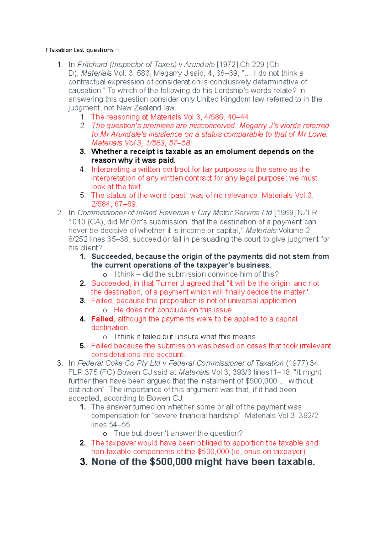 Taxation test questions with answers - FTaxation test questions – 1. In ...