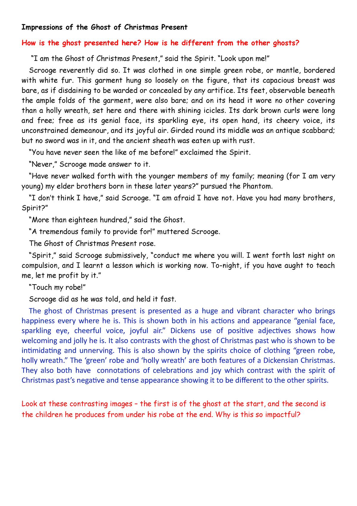 essay on ghost of christmas present