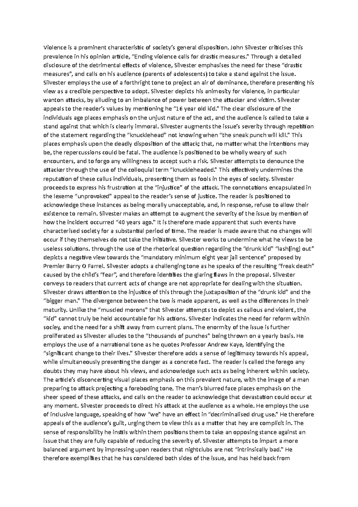 Violence is a prominent characteristic of society - ENG1000 - VU - Studocu