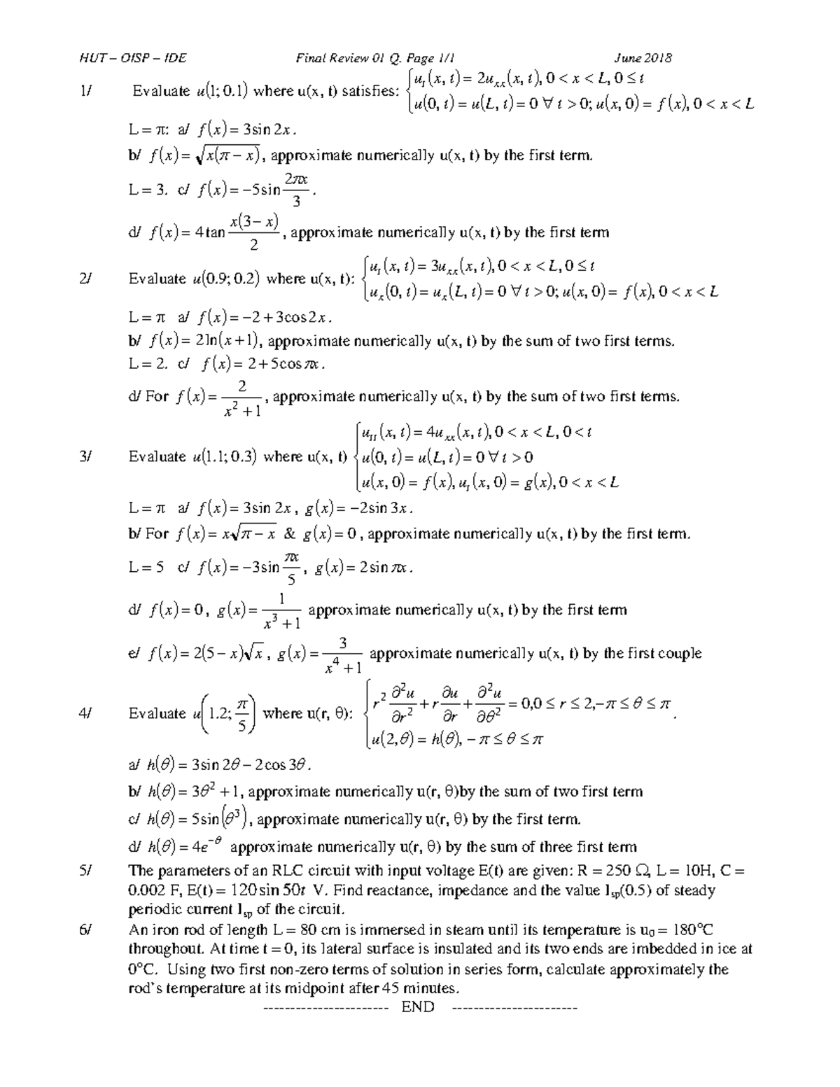 0 IDE Endterm Review 01 Q - HUT – OISP – IDE Final Review 01 Q. Page 1/ ...