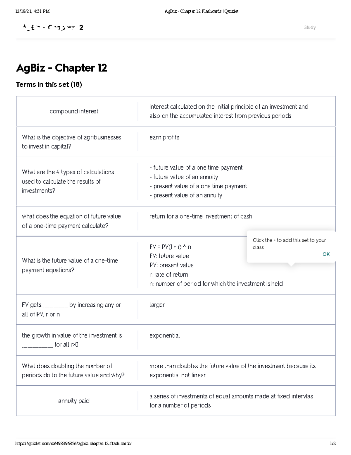 Final Exam Review Chapter 12 - 12/18/21, 4:31 PM AgBiz - Chapter 12 ...