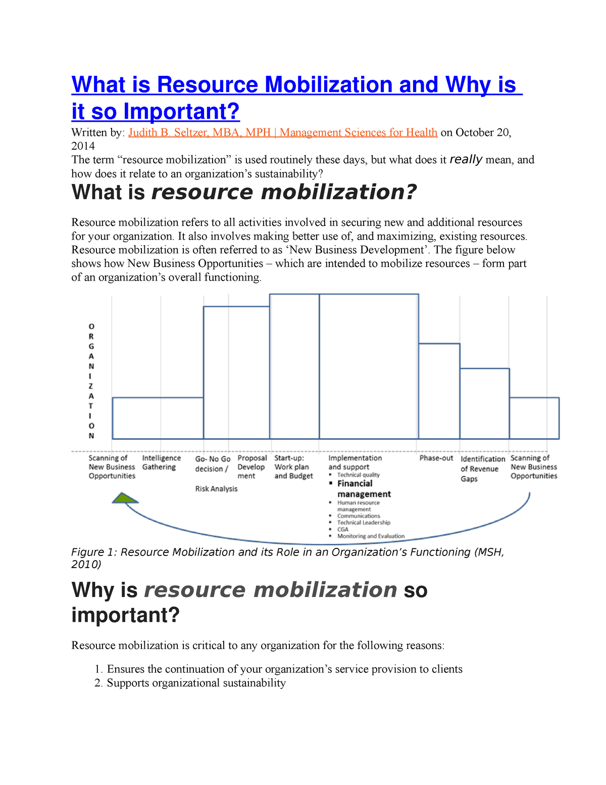 What Is Resource Mobilization Means