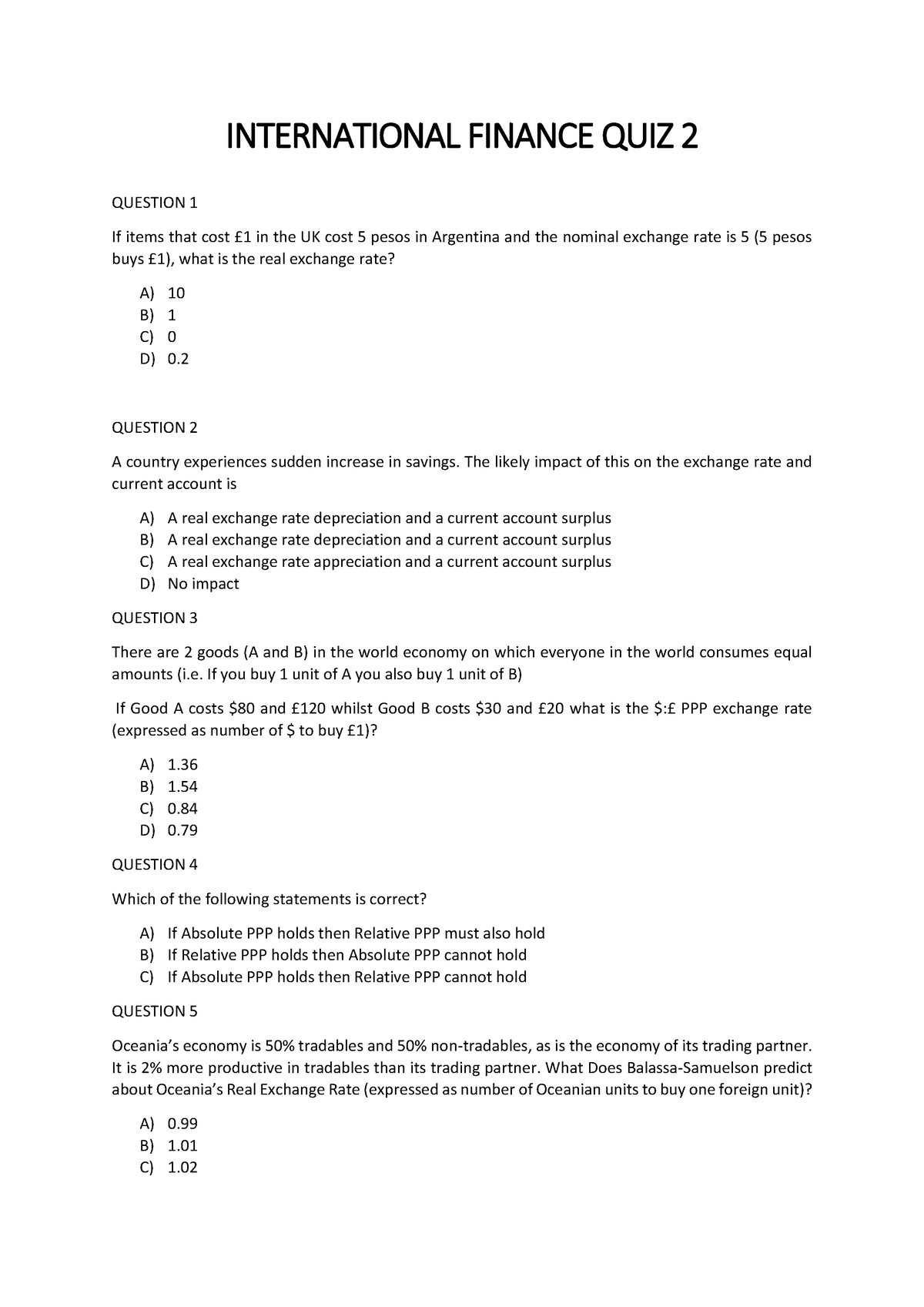 Finance Quiz 2 - businesser