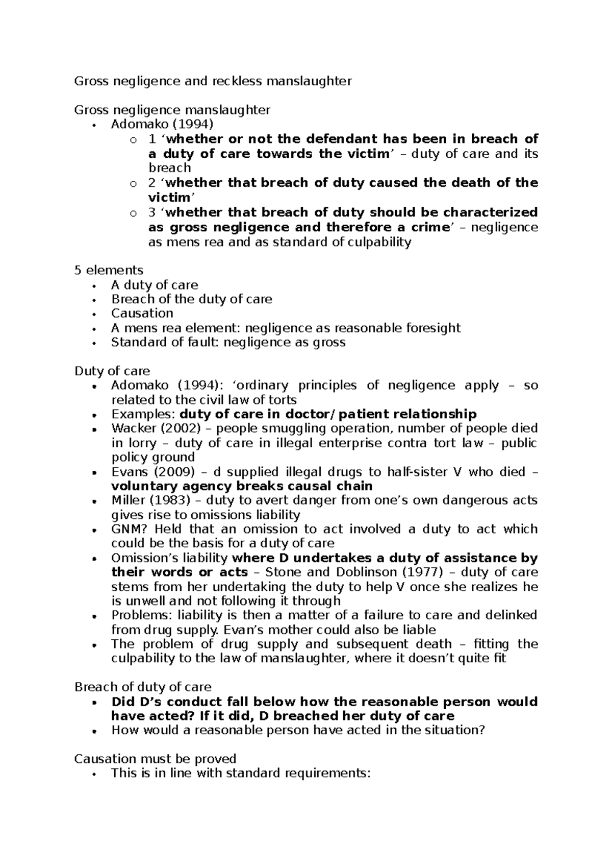 Gross negligence and reckless manslaughter - Evan’s mother could also ...