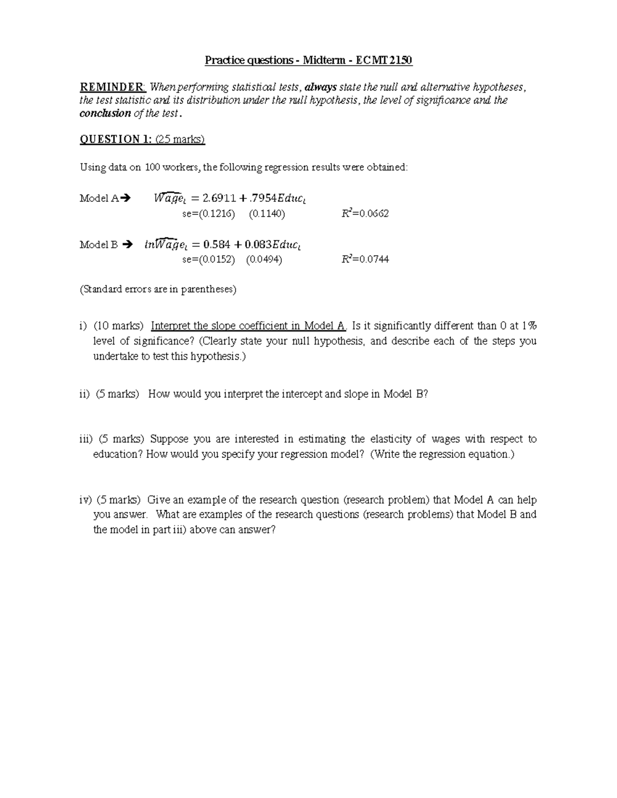 Practice Midterm - FINC2012 - USyd - Studocu