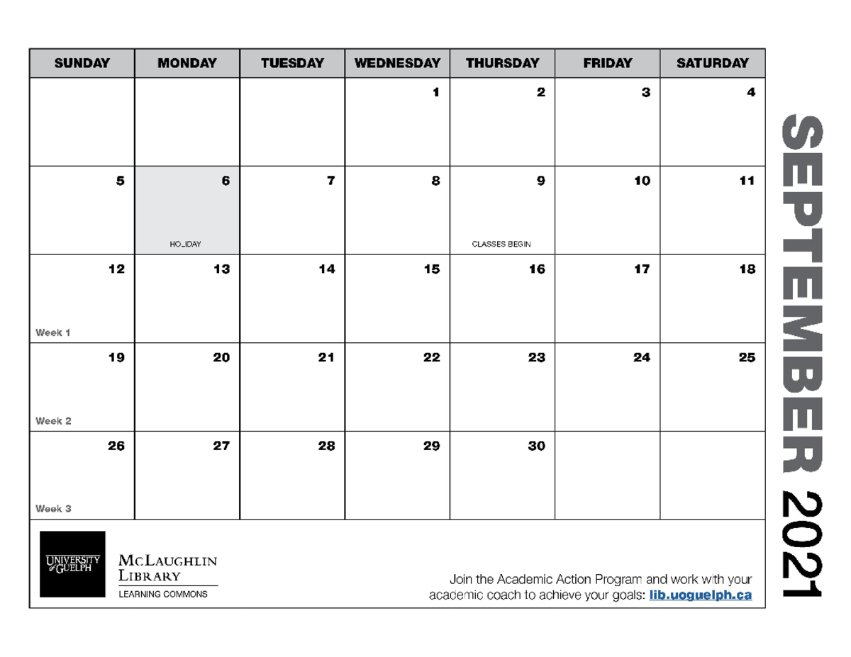 Third Year Calendar Designed Specially for UOG Students To organize