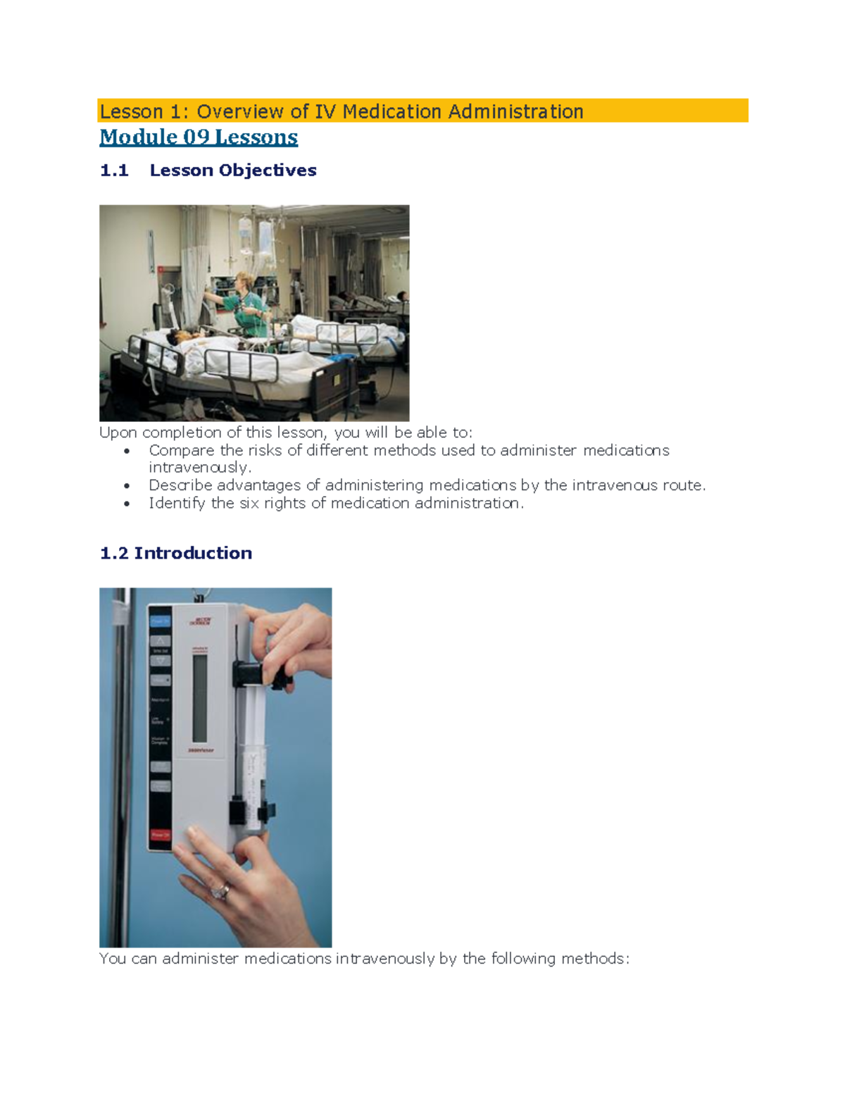 Module 09 Lessons Administration Of Parenteral Medications Intravenous ...
