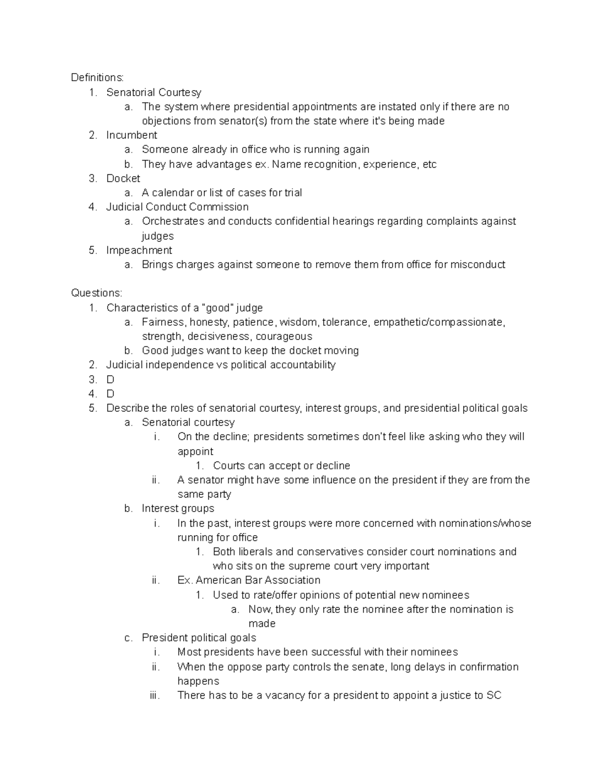 Judicial process (Chapter 6) 02 28 - Definitions: 1. Senatorial ...