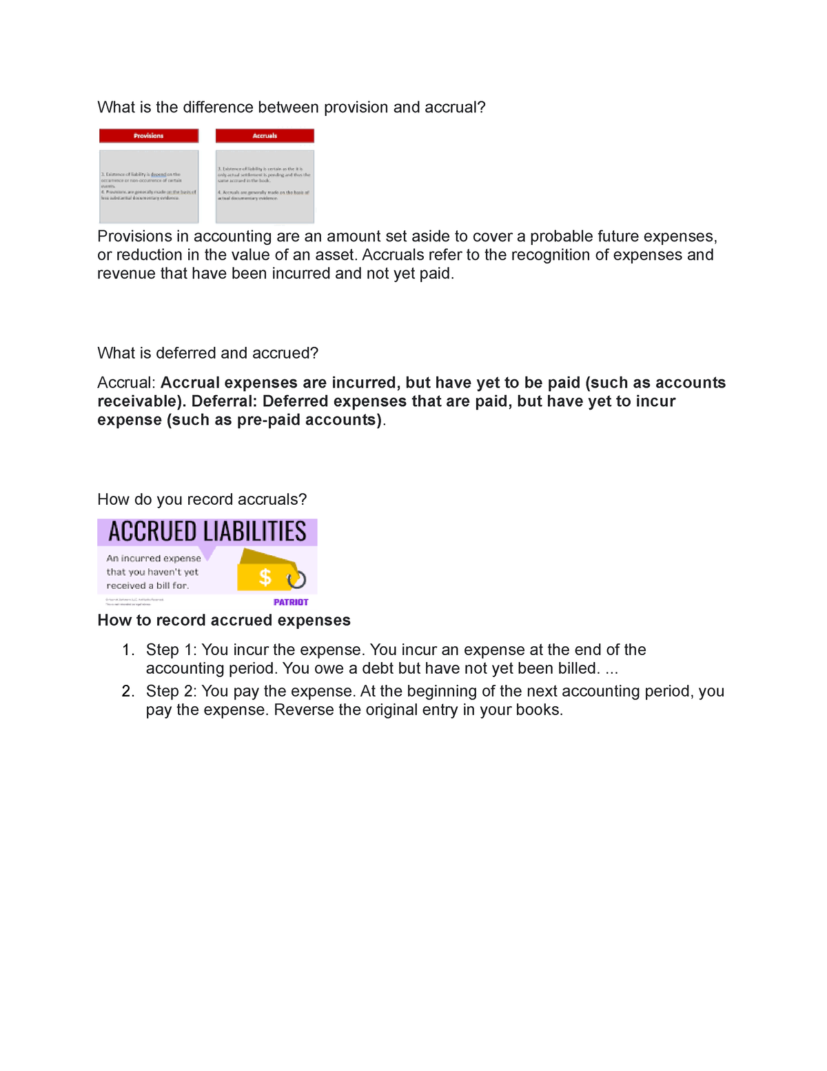 What Is Provision And Accrual With Examples